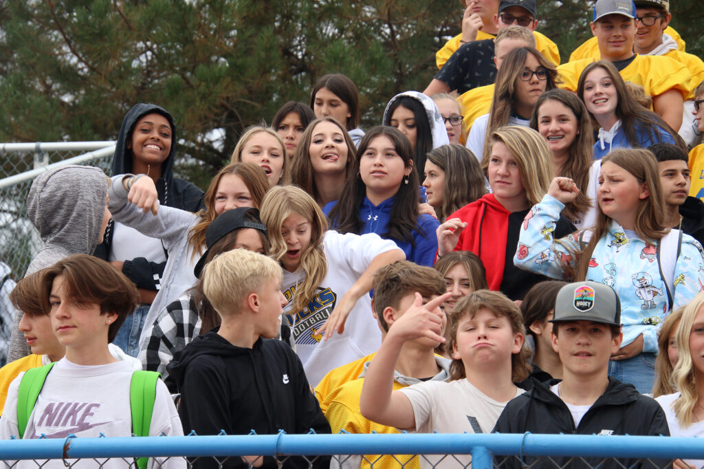 The Freshman class brings school spirit for the Homecoming Pep Assembly. /Alora McClure • The Brand