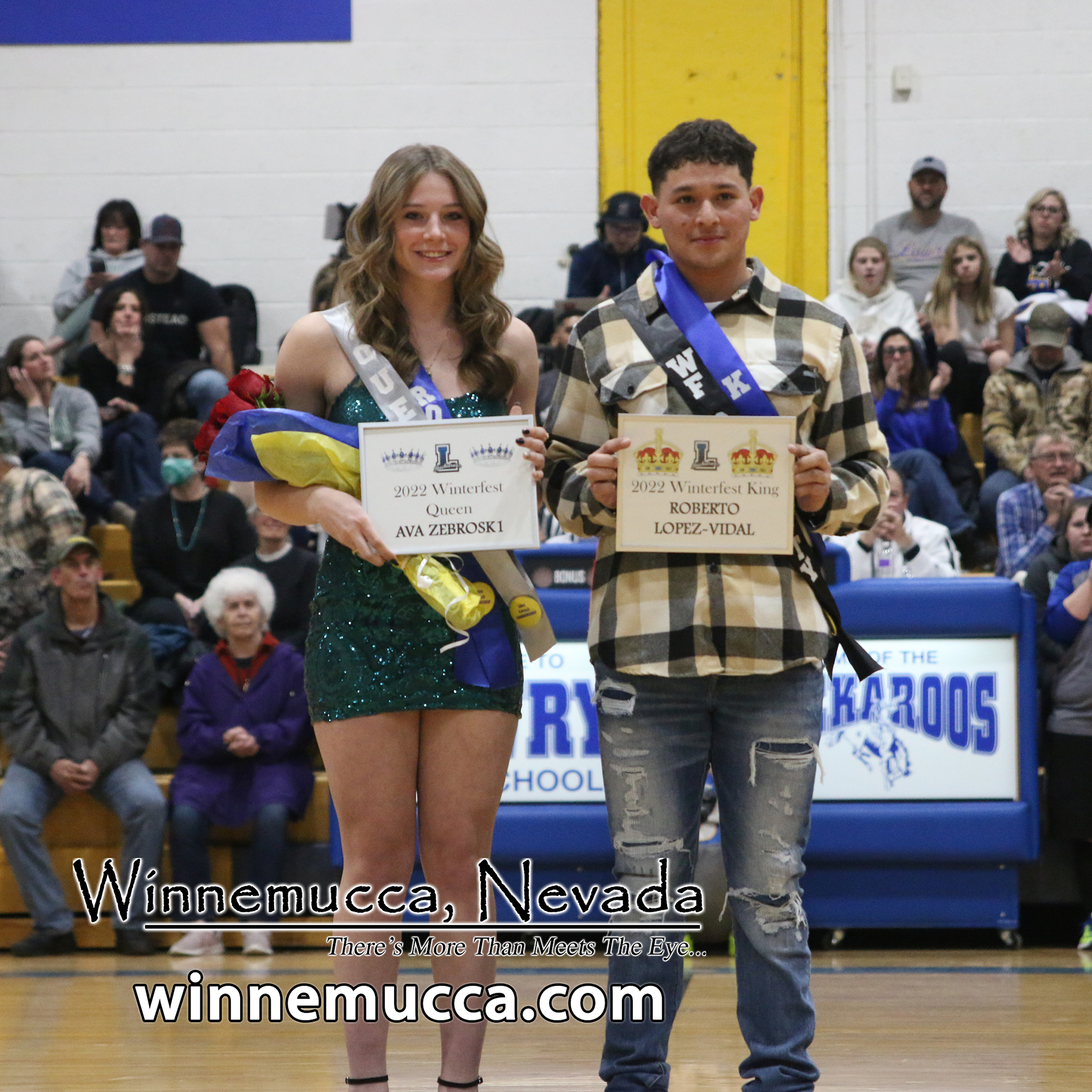 Ava Zebroski and Roberto Lopez after their win of Winterfest Queen and King./ Hayden Case • The Brand