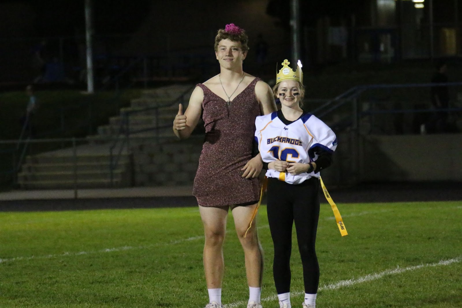 Powderpuff royalty Chandler Lewiter and Destiny Medicine Cloud at halftime during the Powderpuff game. /Jovi Anderson •The Brand