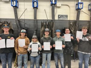 Lowry’s advanced welding students showing off their well-earned certifications. /Courtesy • Mr. Andrew Meyer