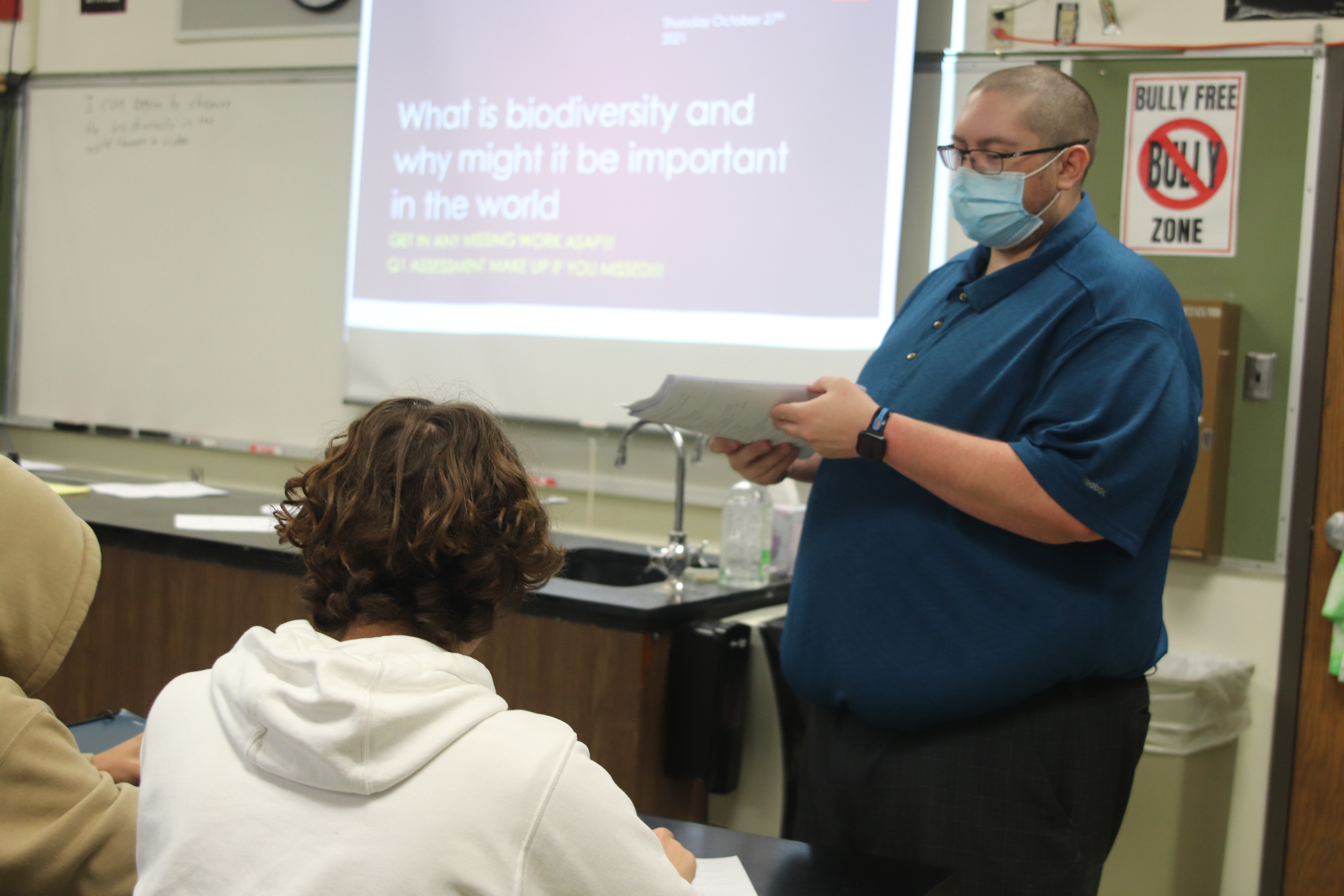 Zack Pruett teaches Biology in 2021-2022. /Ally Green • The Brand