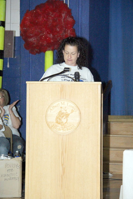 Mrs. Tanya Grady at the 2013 Academic Assembly./ Ron Espinola • The Brand