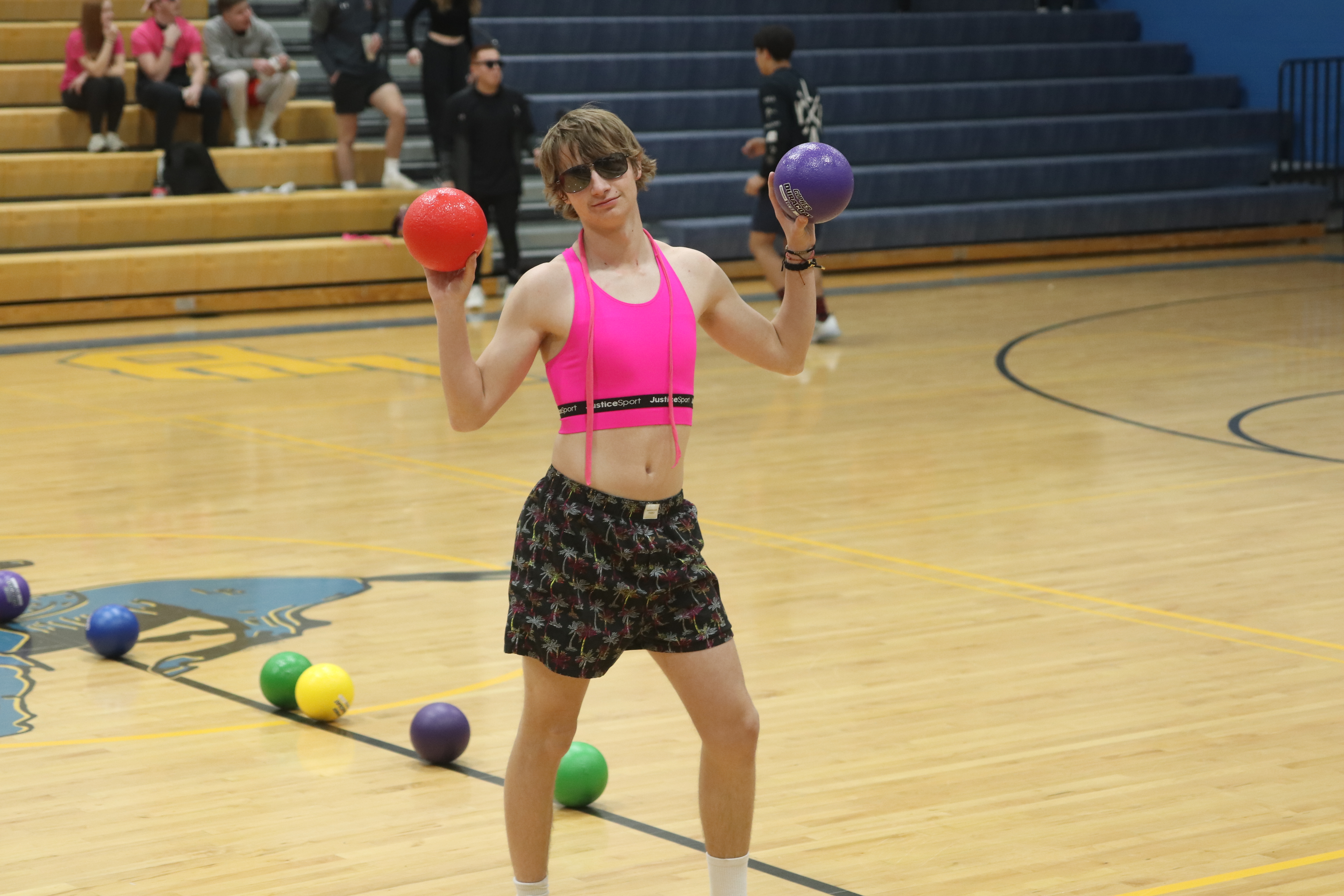 Senior Kaid Sanchez competes
in the dodgeball tournament. /
Kailey Franklin • The Brand