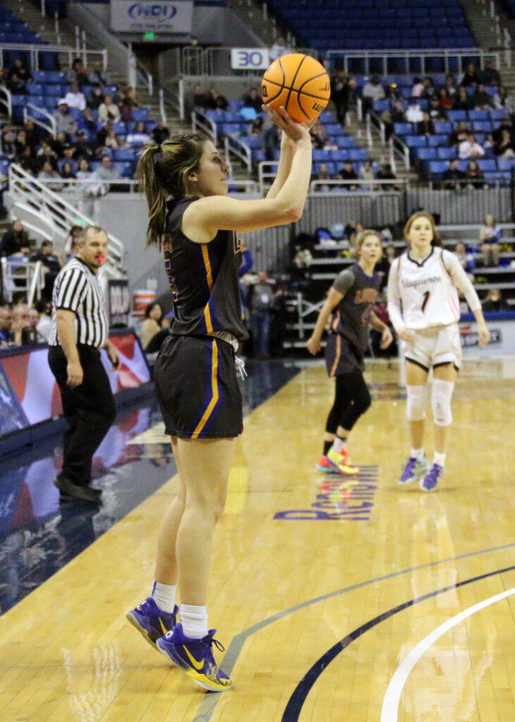 Savannah Stoker shoots a 3-pointer. /Courtesy • Lisa Scott