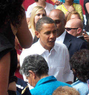 Democratic presidential candidate Barack Obama at his rally in Elko./ amy Balagna • The Brand