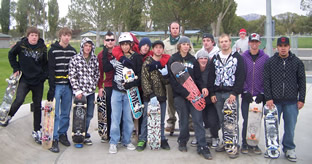 Cameron White, Colton Toblert, Chance Potts, Daniel Lockaby and Clay White with friends at the Winnemucca Skate Park./Courtesy • Winnada
