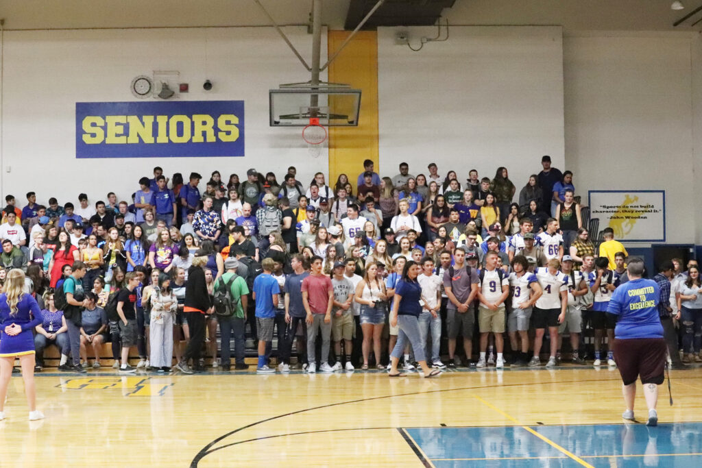 Seniors at the first assembly of the year./Ron Espinola • The Brand