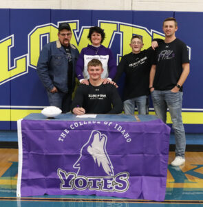 Kole Mattson and his family at his signing for The College of Idaho. /Ron Espinola • The Brand