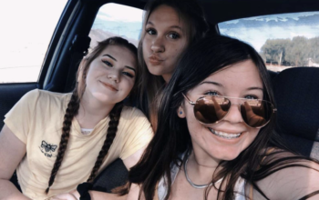 Madison Rackley, Lexi Chaffin, and Kenzi Dowd Smith pose together for a selfie in the car on one of their many adventures. /Courtesy • Kenzi Dowd
