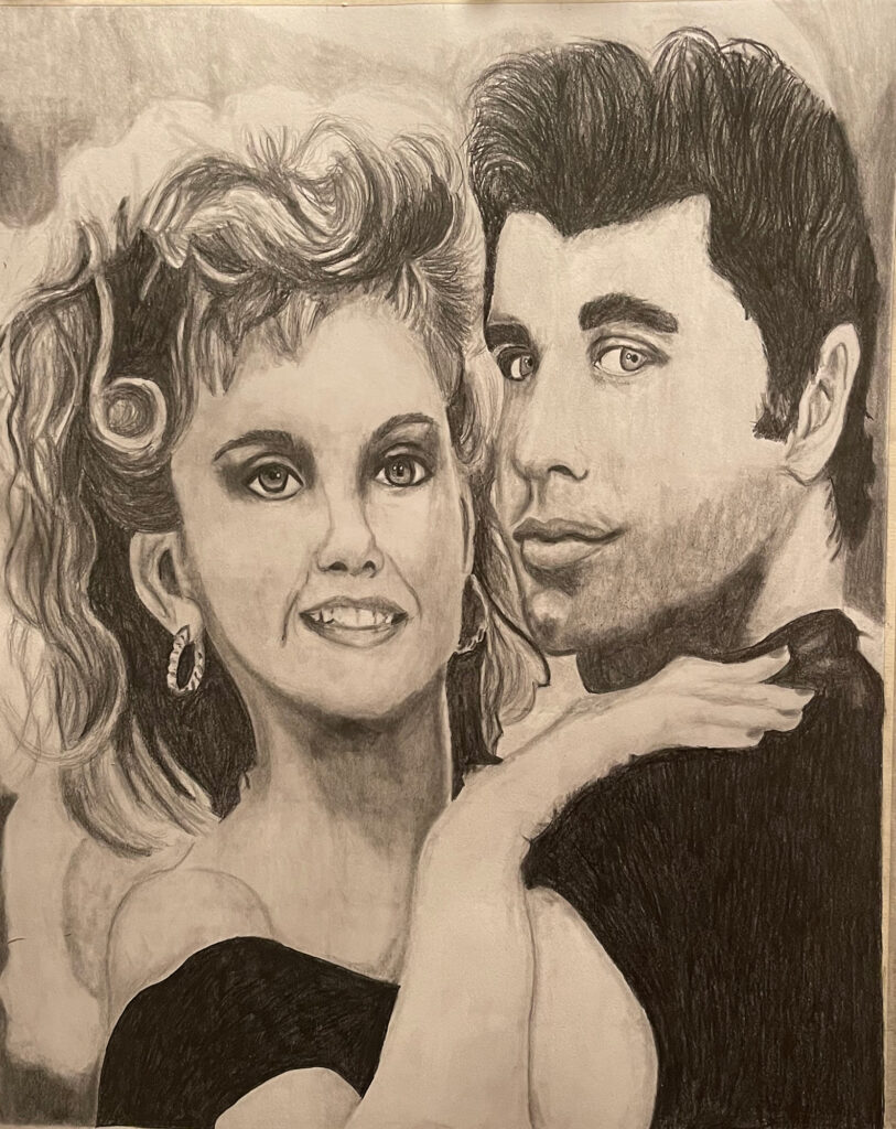 Buckingham’s graphite artwork of characters from the movie Grease. /Courtesy • Sara Buckingham