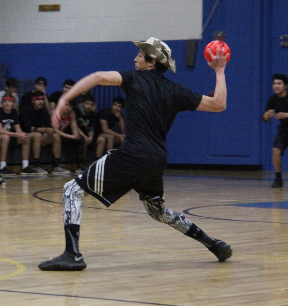Jayson Smith setting up for a sick kill in the dodgeball tournament./ Darrin Nelson • The Brand