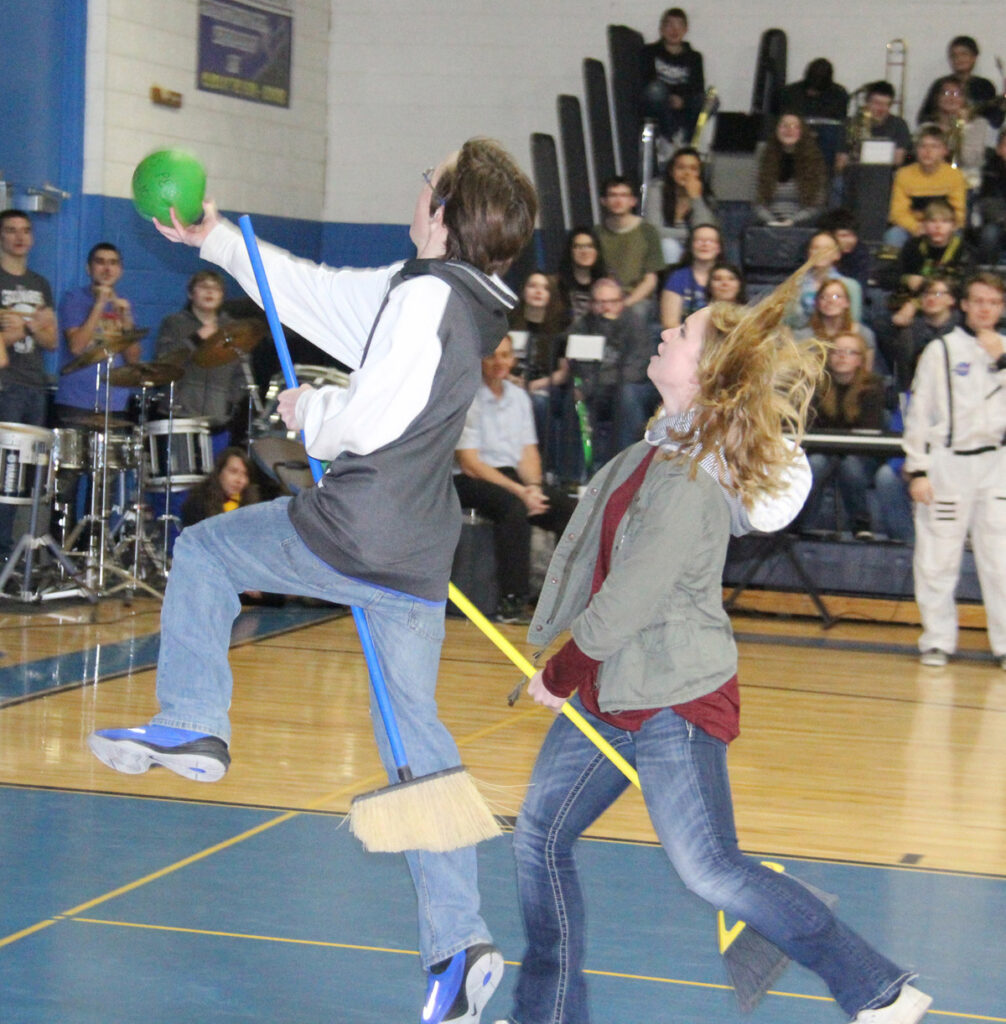 Zane Fifield making a layup in the Quidditch match./ Maclyn Crnkovich • The Brand 