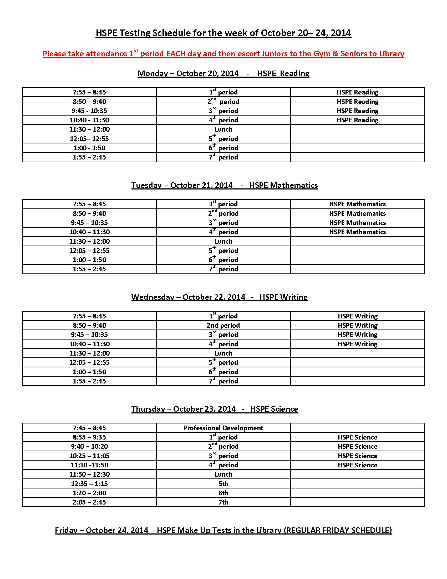 Proficiency testing schedule released – Lowry High