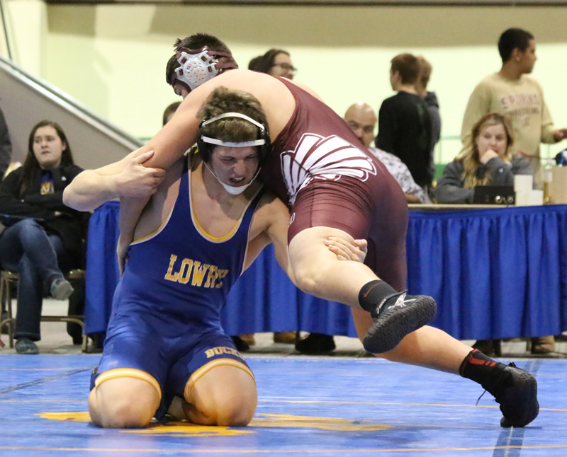 Blake Hillyer goes for a single leg./Maclyn Crnkovich • The Brand