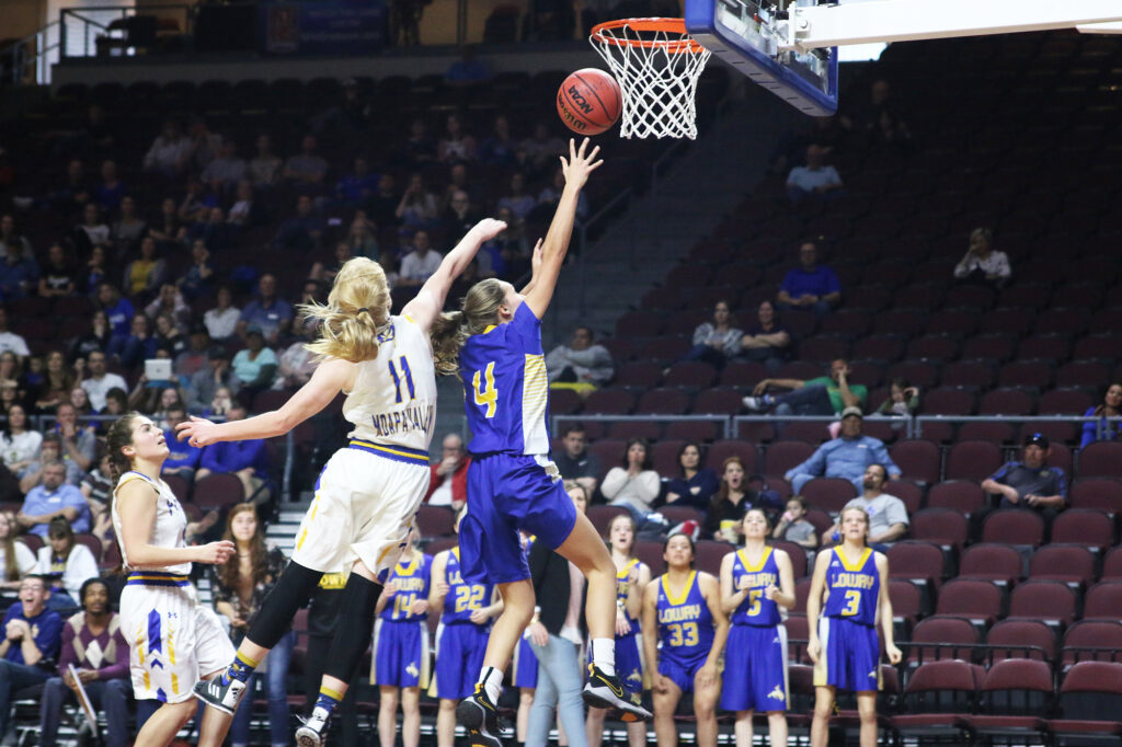 Rebecca Kuskie goes up for a layup against Moapa Valley./Clarissa Olson • The Brand
