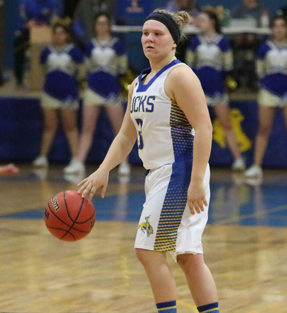 Alyssa Kuskie dribbles the ball. /Dylan Kalkoske • The Brand