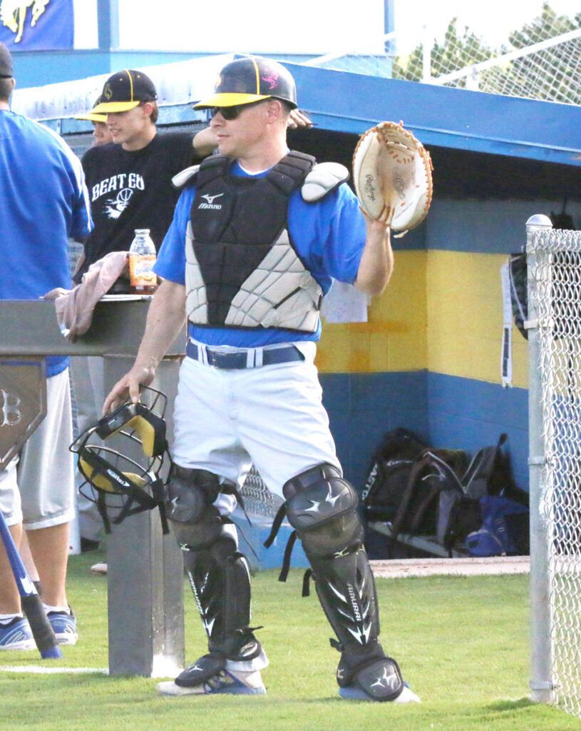 Ron Espinola getting ready to catch an intrasquad game during his last practice. /Courtesy • Tina Espinola
