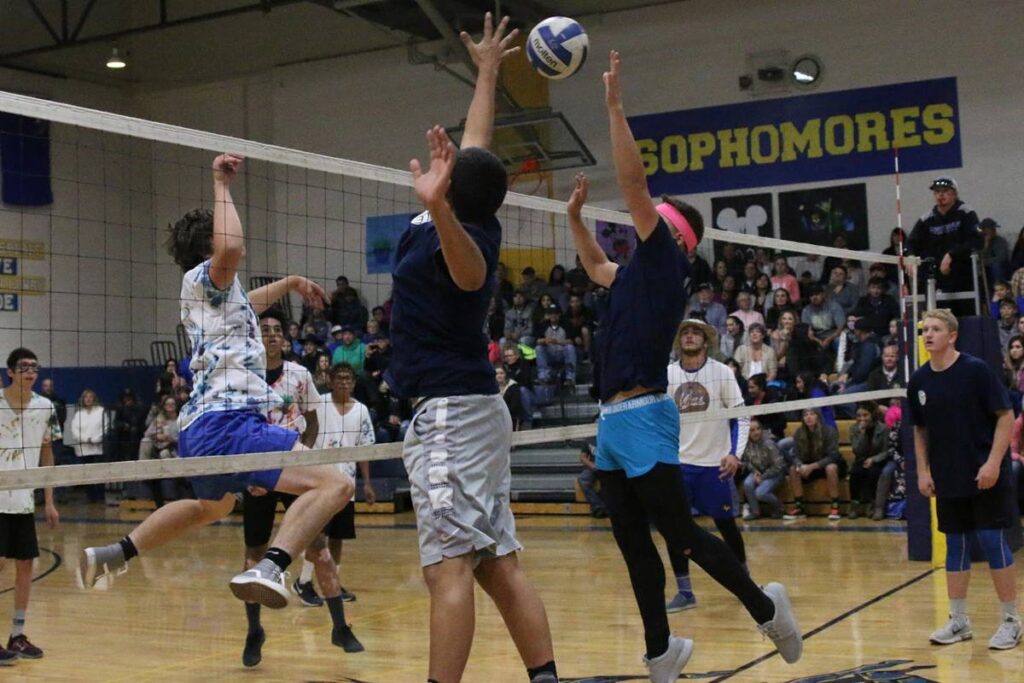 Junior Shai Welsh spikes the ball. /Courtesy • Winnada