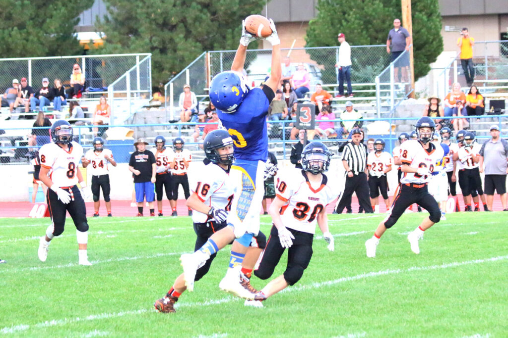 Joseph Backus makes a leaping catch against Fernley./Ron Espinola • The Brand