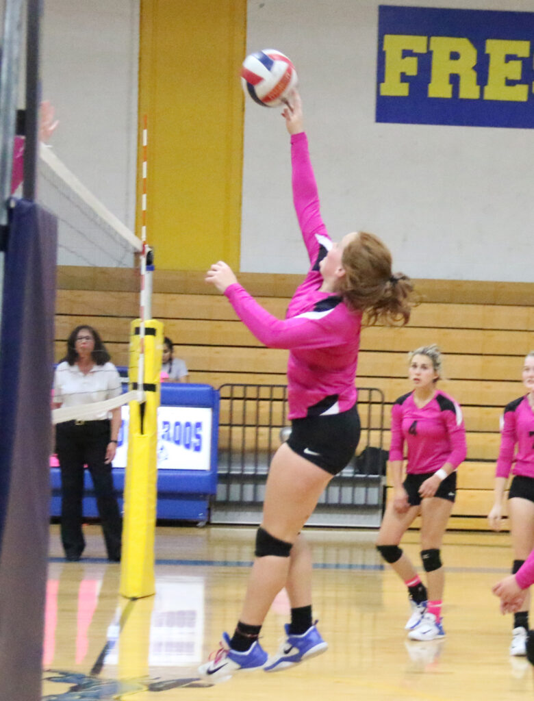 Sierra Maesterjuan spikes the ball./Victor Castaneda • The Brand