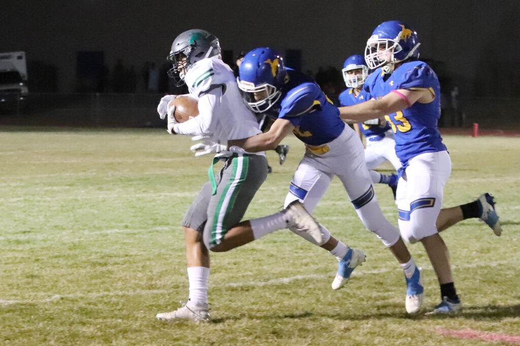 Lowry defenders tackle a Greenwave opponent./Octavio Ruiz • The Brand