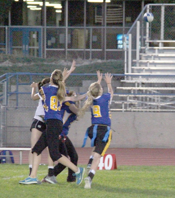 Seniors and Juniors fight to catch the ball./Brody Goucher • The Brand