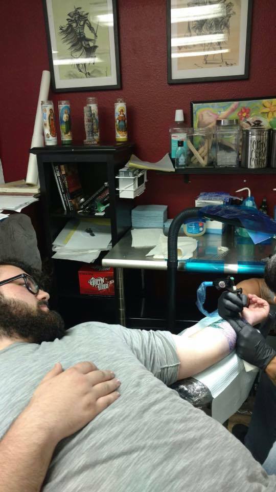 Connor Waldie getting his first tattoo. /Courtesy • Madison Waldie