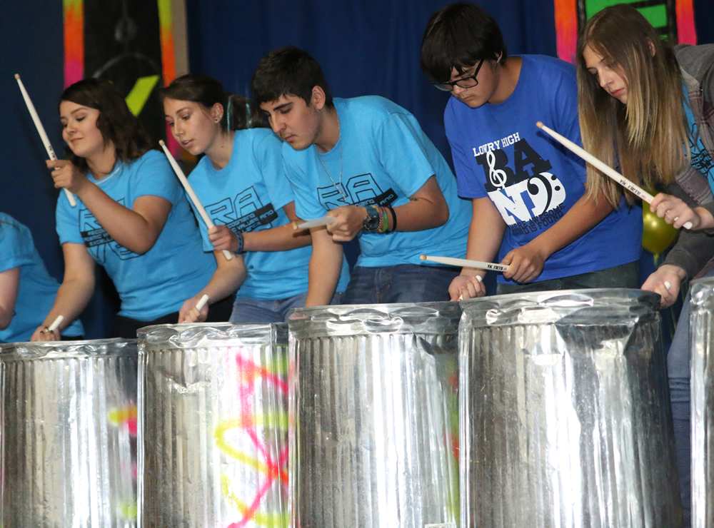 Percussion demonstrates their skills./Ron Espinola • The Brand